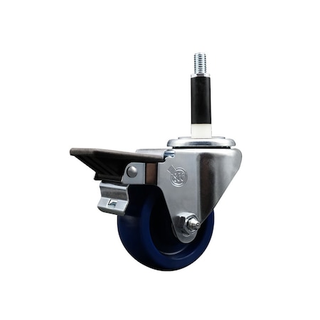 Service Caster 3'' Solid Poly Swivel 7/8'' Expanding Stem Caster with Brake SCC-EX20S314-SPUS-PLB-78